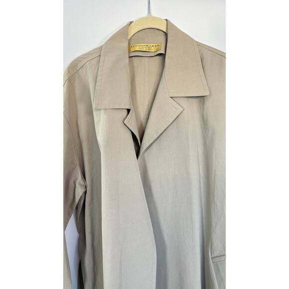 Donna Karan Collection Y2K Vintage Beige 100% Cotton Tailored Trench Coat, wrap - Picture 6 of 11
